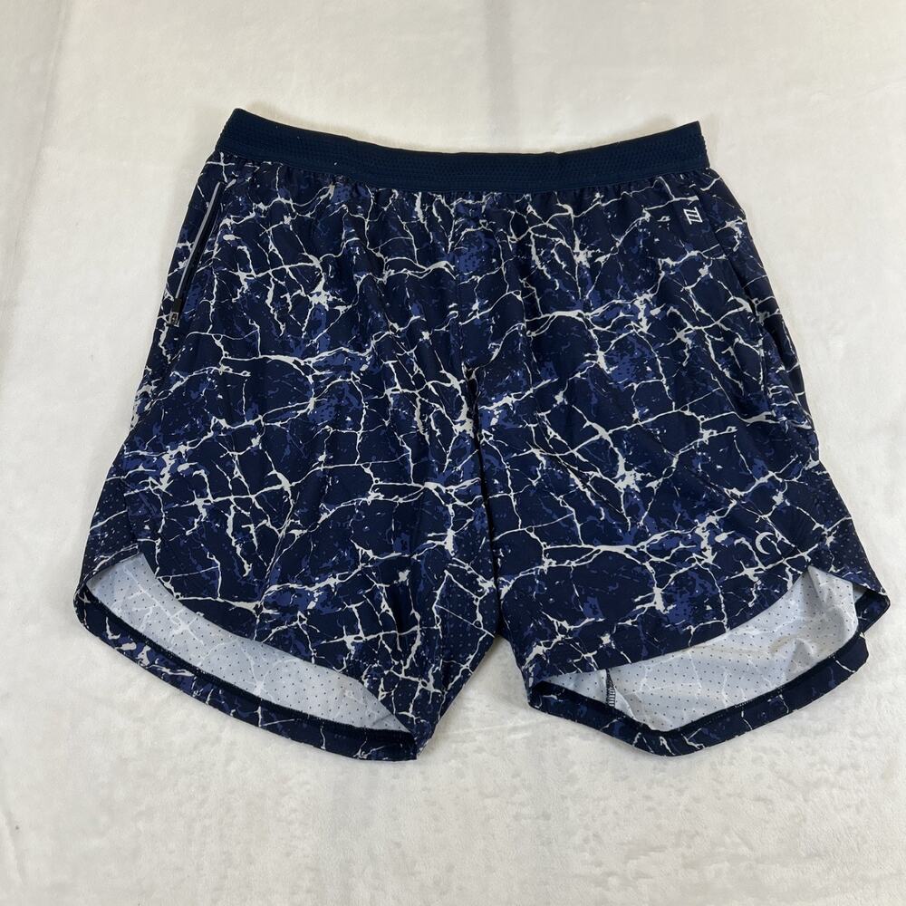 Zyia Active Shorts Mens XL Blue Marbled Performance Activewear Running Athletic